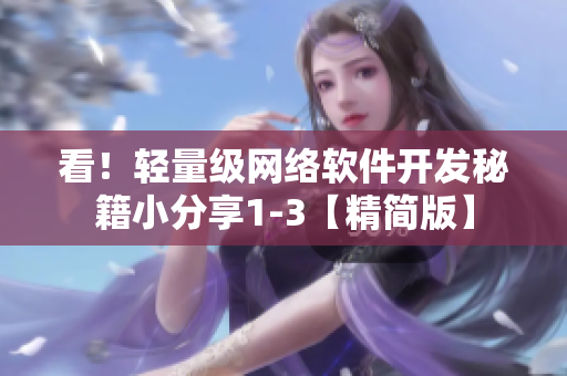 看！輕量級網(wǎng)絡(luò)軟件開發(fā)秘籍小分享1-3【精簡版】