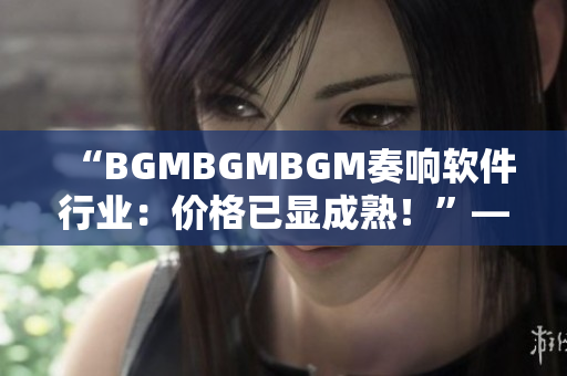 “BGMBGMBGM奏響軟件行業(yè)：價(jià)格已顯成熟！”——一個(gè)編輯的體驗(yàn)
